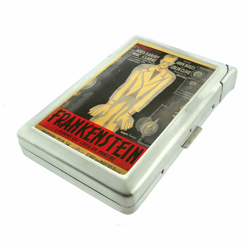 Frankenstein Em1 Cigarette Case with Built in Lighter Metal Wallet