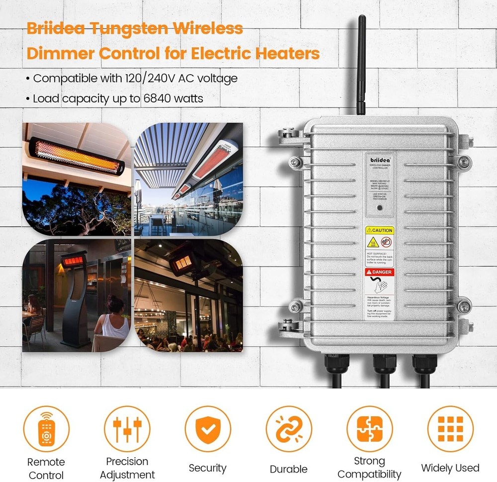 Briidea Wireless Dimmer Controller 6840W HDHWC-01 for Electric Heaters