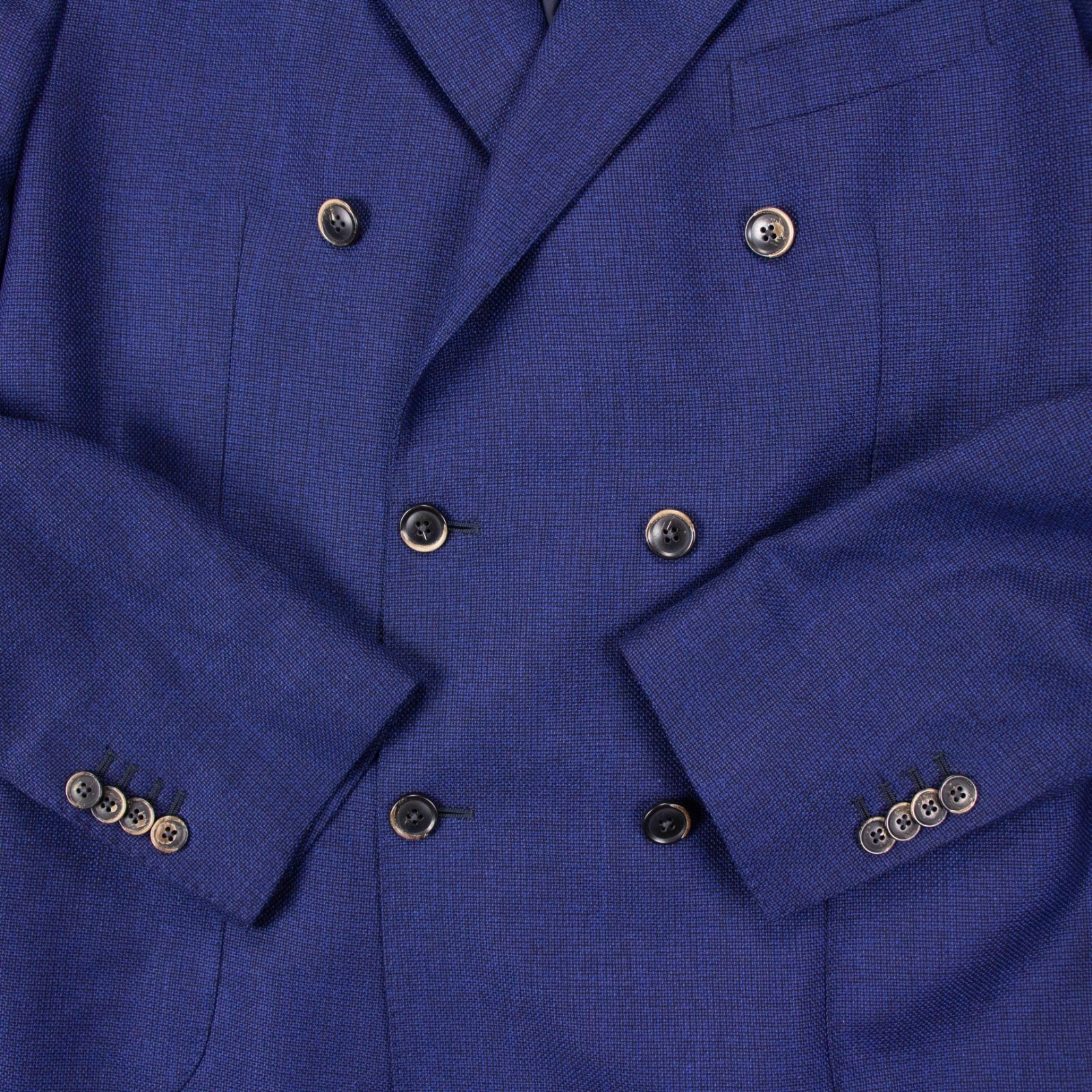 Saks Fifth Ave Silklight Mens 44R Blue Wool Silk Blend Double Breasted Blazer
