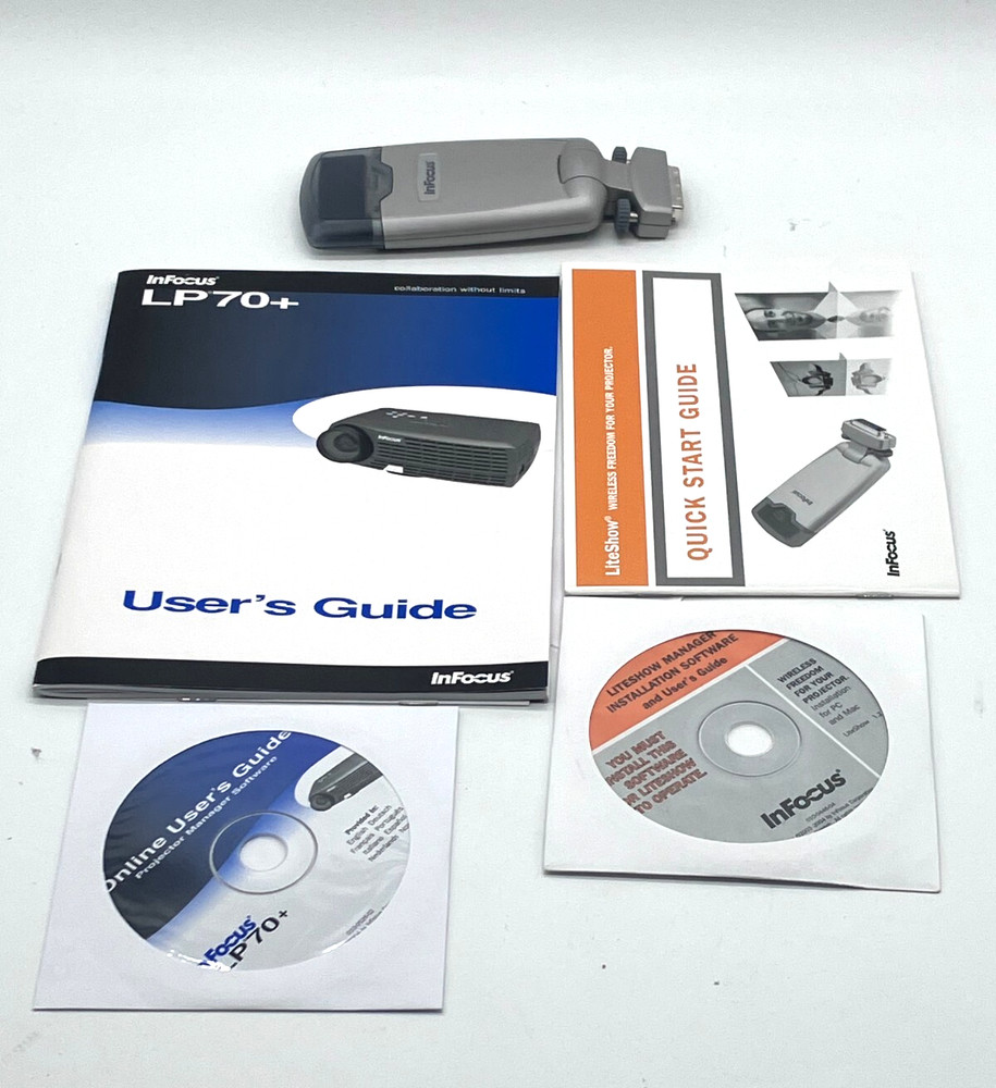 InFocus LiteShow Wireless Digital Projector System Hardware + CDs + Manuals LOT