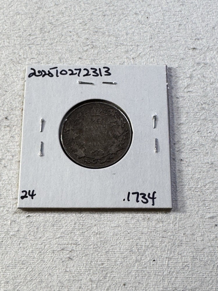 1913 Canada 25 Cents Silver Coin Cleaned