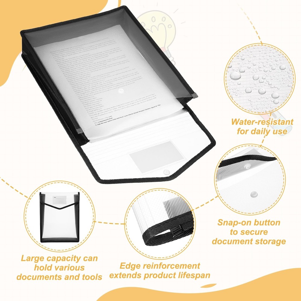 Plastic Expanding File Folders, 2 Pack A4 File Folder Envelopes Letter Size D...