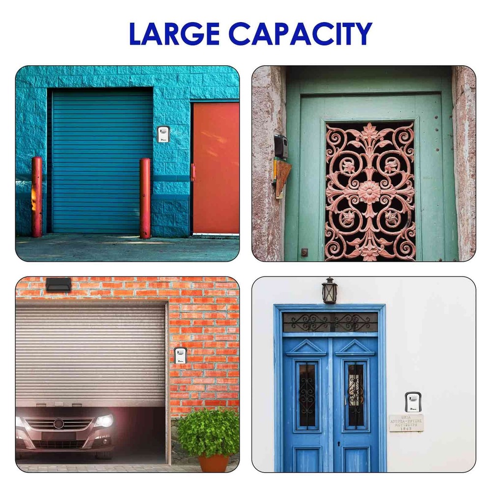 Waterproof Key Lock Box 4-Digit Combination Wall Mount Large Capacity Key Box