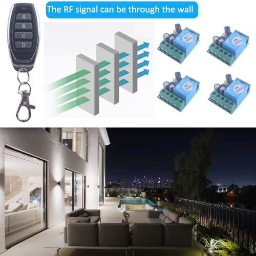 Mini Wireless Remote Switch 6V/12V/24V/10A DC 6V-24V/ 4*Receiver 2 Controller