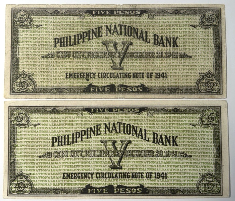 Philippines 1941 5 Pesos Emergency Circulating Notes