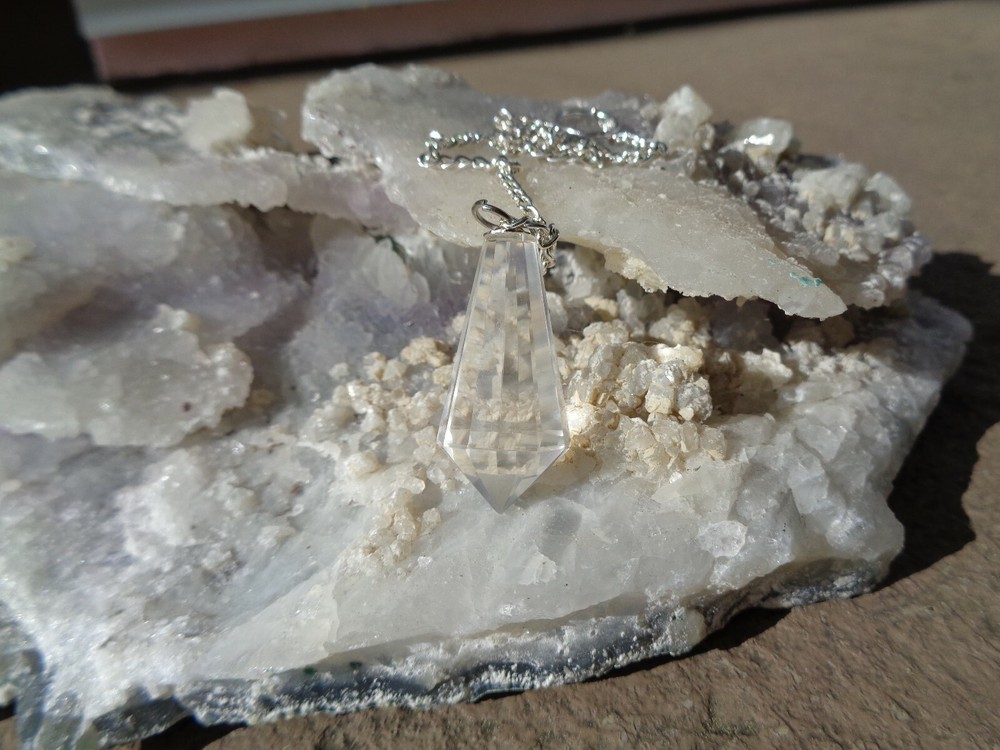Clear Quartz 12 Sided Pendulum-Devination Tool+ Pouch-Clarity 99% Energy Plus++