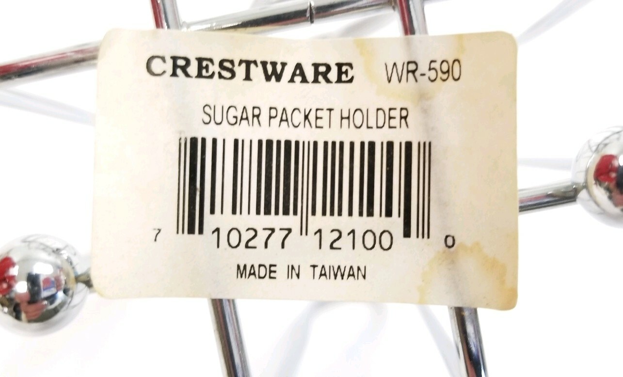 Chrome Wire Metal Sugar Sweetener Packet Holder Dispenser, New