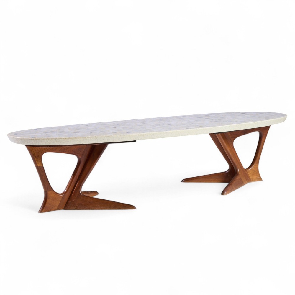 Harvey Probber Mid Century Walnut and Terrazzo Coffee Table