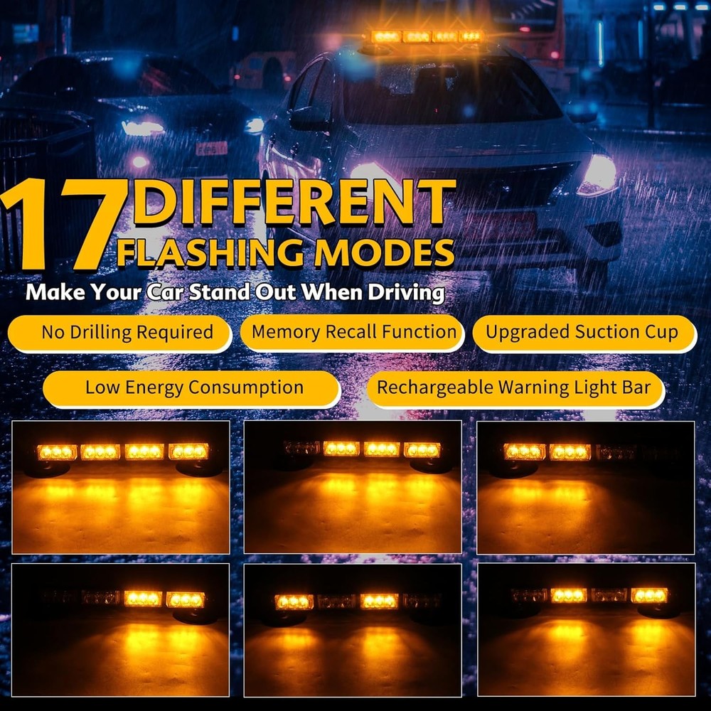 Rechargeable Emergency Strobe Light,12 LED Rooftop Emergency Hazard Strobe