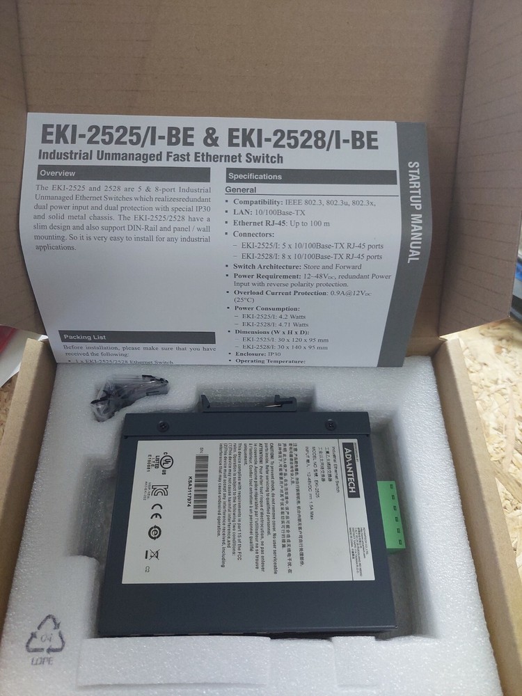 Advantech EKI-2525-BE 5-Port 10/100Mbps Unmanaged Ethernet Switch