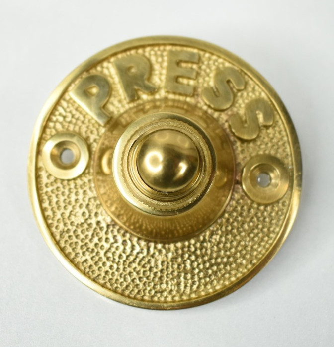 PRESS Push Button Doorbell in Vintage Cast Solid Brass  - NEW