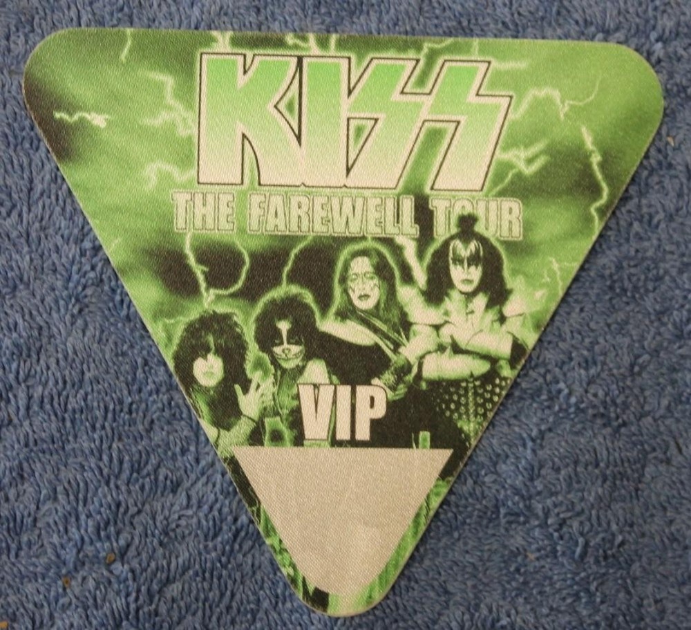 Vintage & Genuine KISS FAREWELL TOUR PERRI Satin Backstage Pass VIP GREEN
