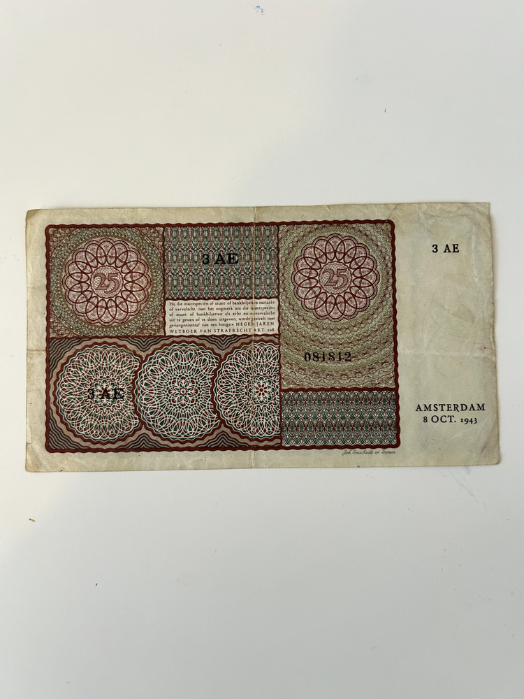 25 Gulden Netherlands Banknotes 1943