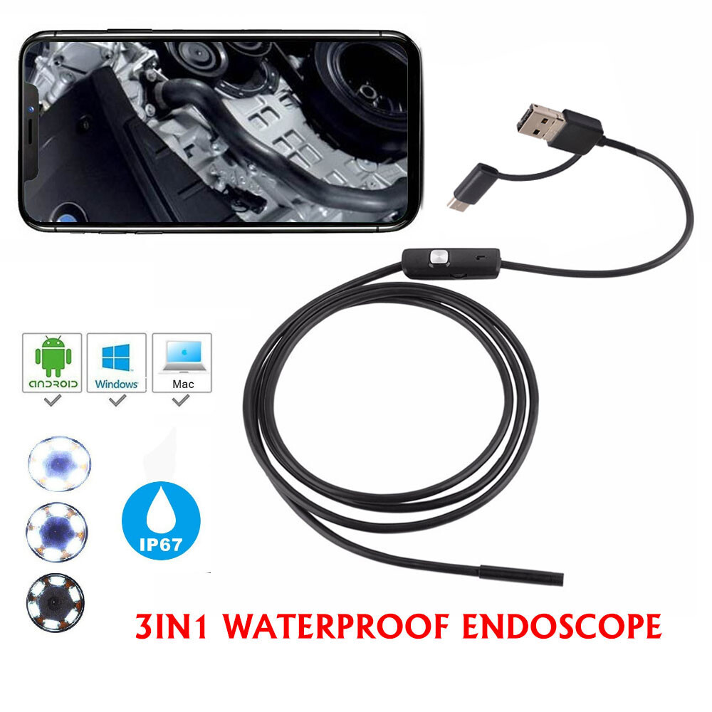 1080P Semi-Rigid USB Type-C Endoscope Inspection Camera for Android & Windows US
