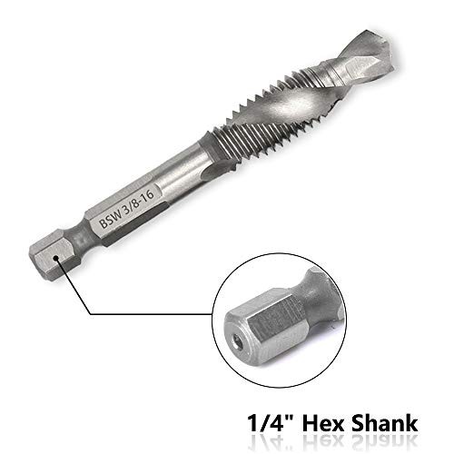 Drill tap combination bit set hex shank six piece