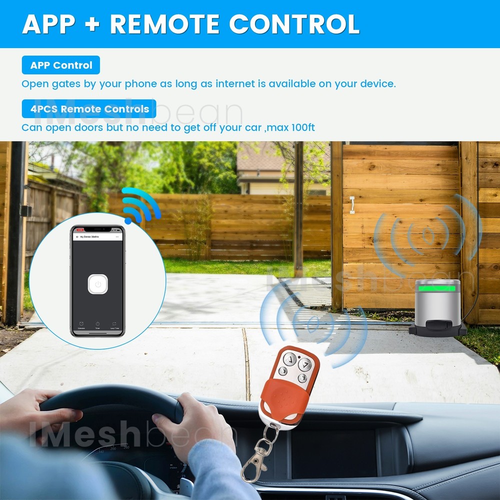1800LBS Automatic Sliding Gate Opener Rack Driven APP+Keypad+4 Remote Controls