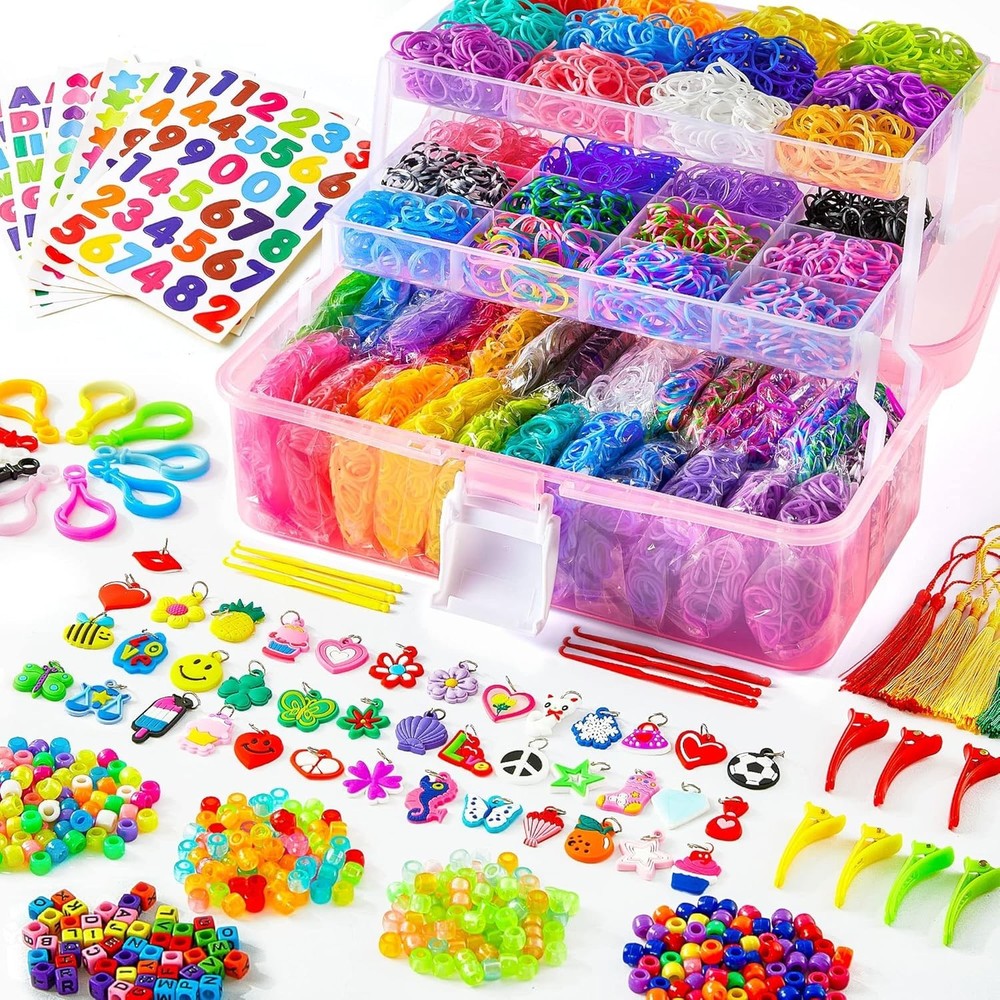 17500+ Rubber Bands Set with Pink Container