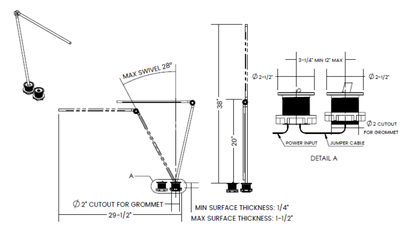 Desk Lamp "THIN" for Juniper Design by Peter Bristol (with desk insert)