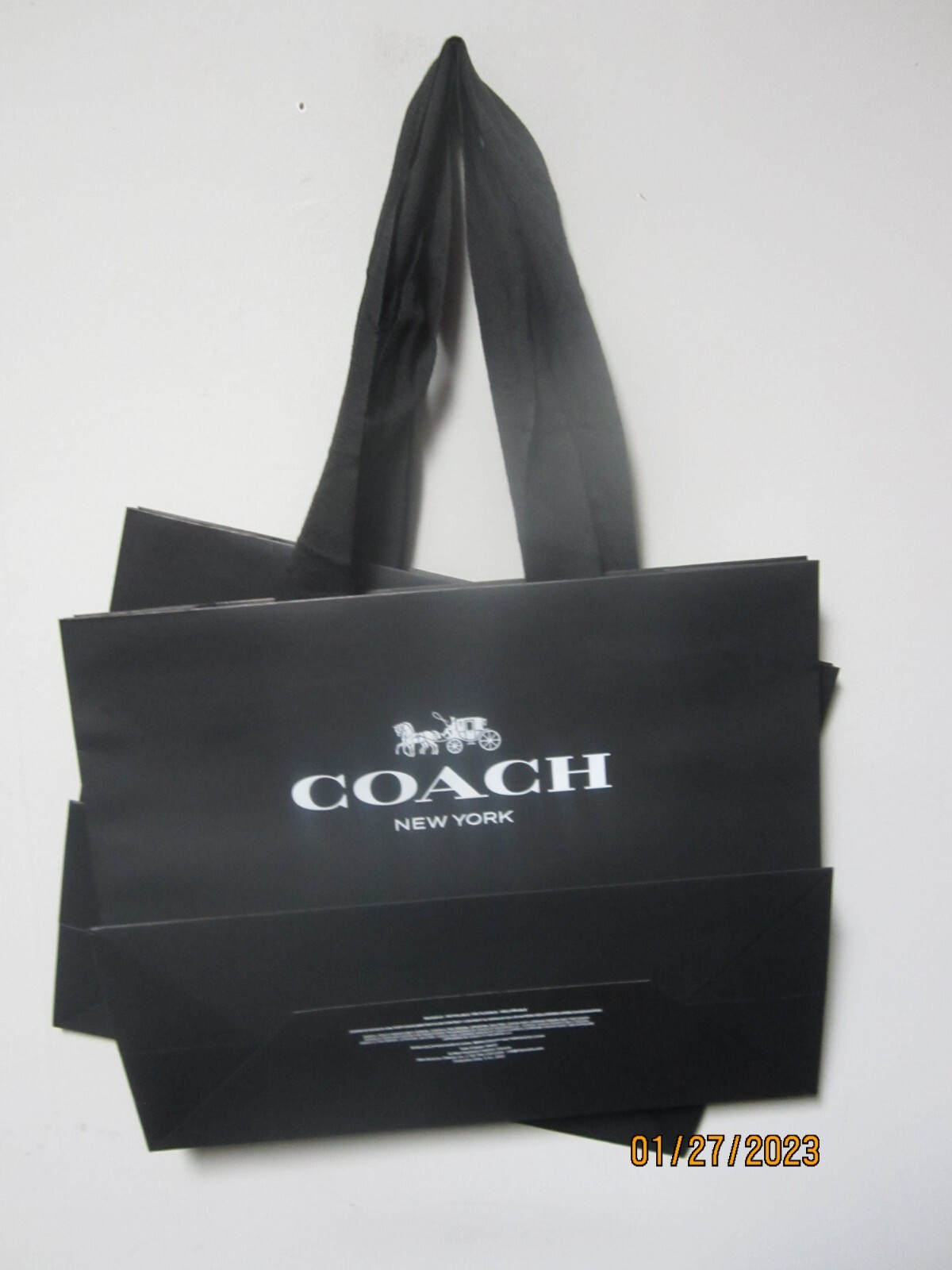 Coach Shopping Bag Reusable LOT OF 2! 16x13x6 Black with silver design logo!
