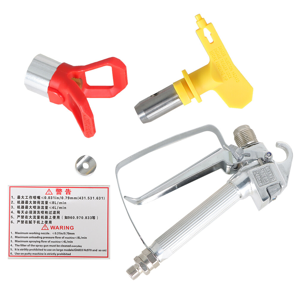 3600PSI Airless Paint Spray Gun 517 Spray Tip + Nozzle Guard for Sprayers
