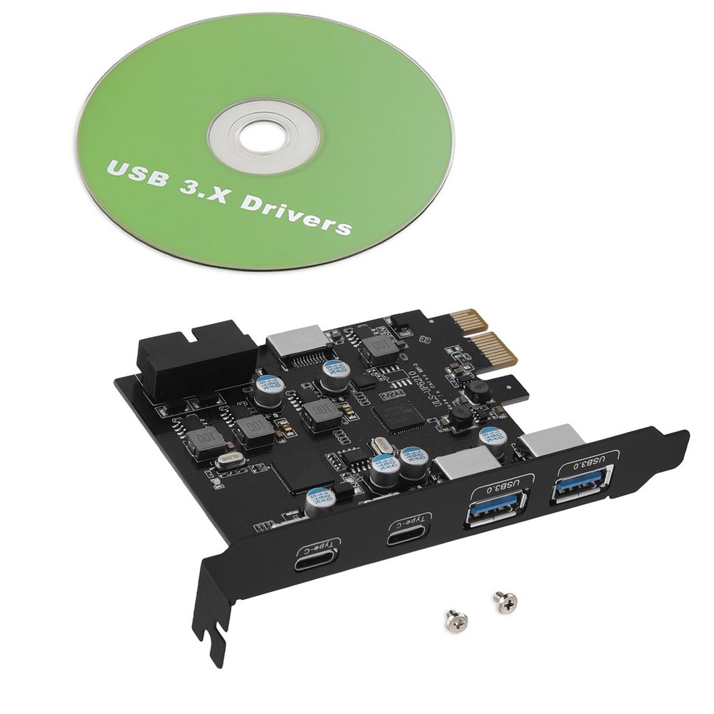 Plug-N-Play USB3.0 PCIe Expansion Card 2xUSB-C 2xUSB-A 5Gbps For Multi-OS