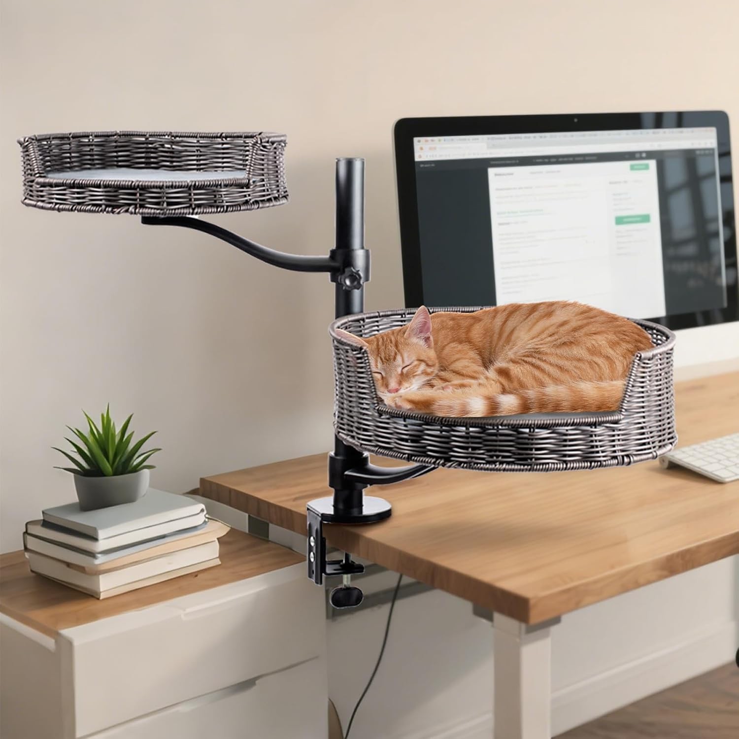 Indoor Elevated Cat Desk Bed Rotation Mounted Perch Adjustable for Office Home