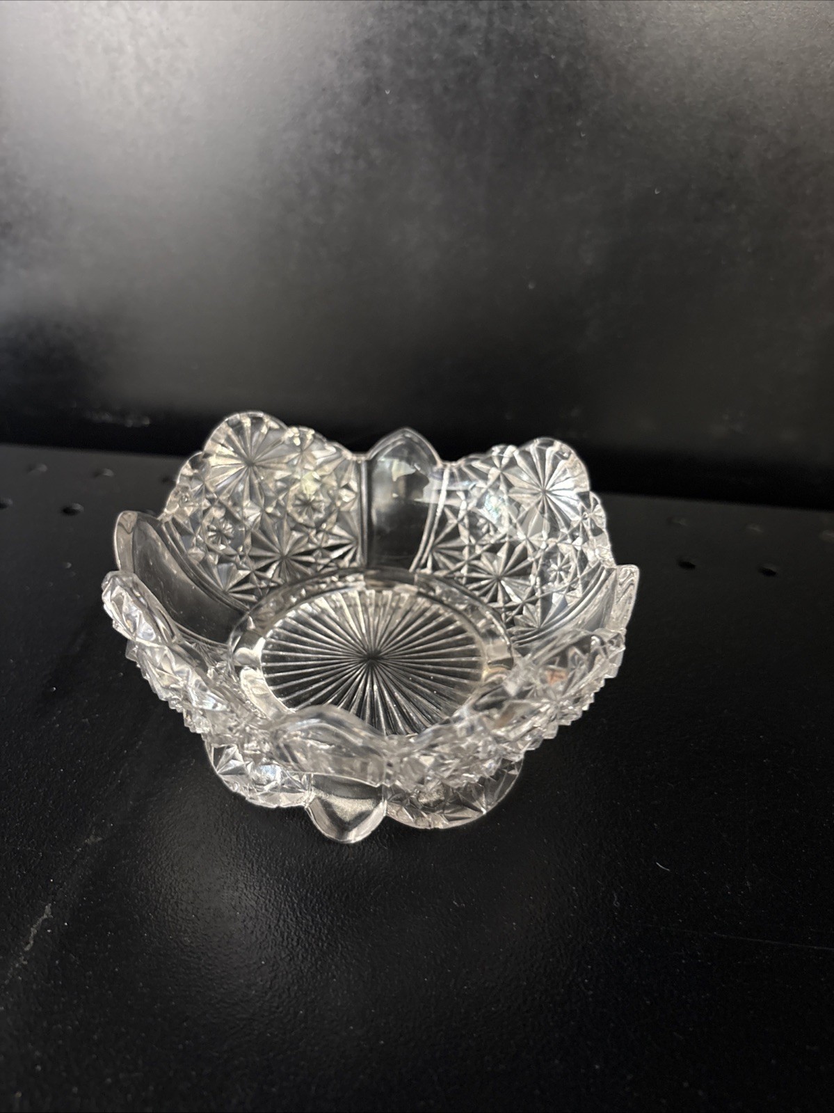small glass crystal footed candy bowl