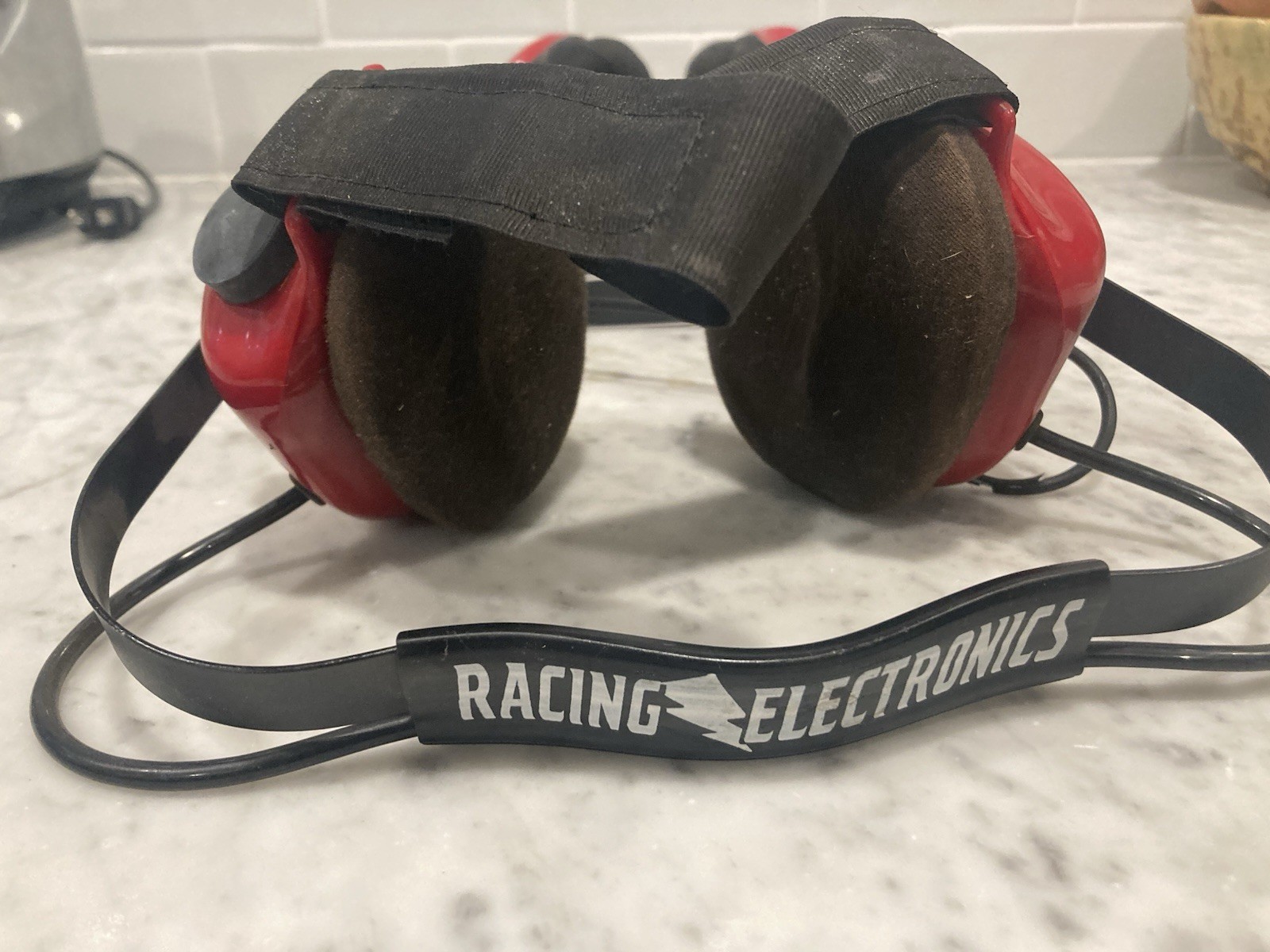 (2) Racing Electronics Headsets Headphones With Boom Mics & Back Straps