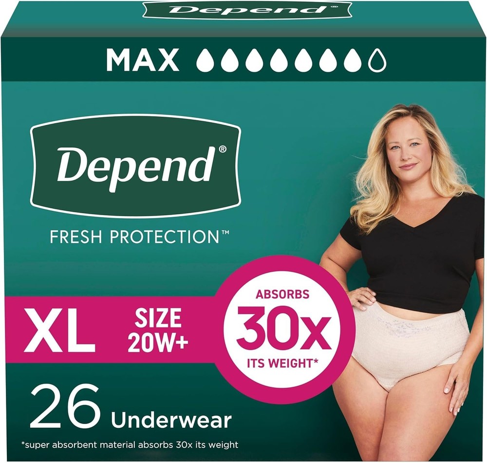 Depend Fresh Protection Maximum Absorbency Diapers - Extra-Large Blush 26 Count