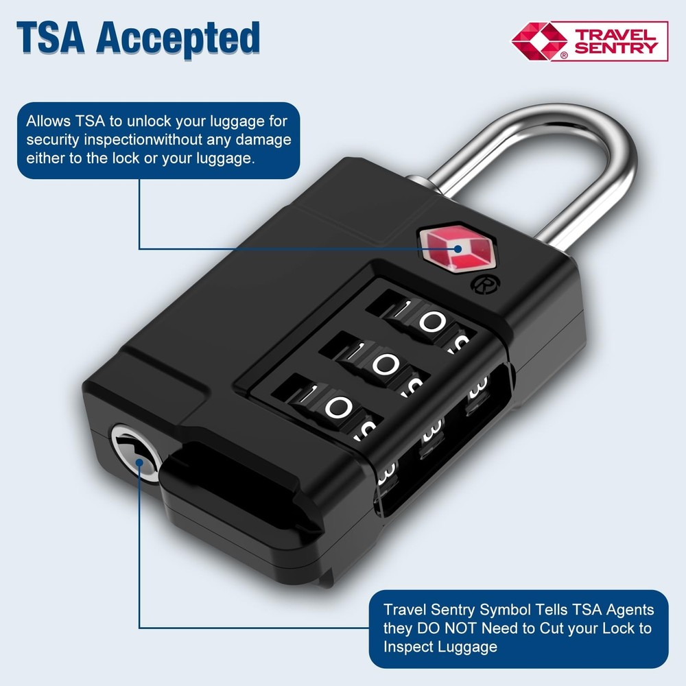 TSA Approved Cable Luggage Locks Plastic 4PCS