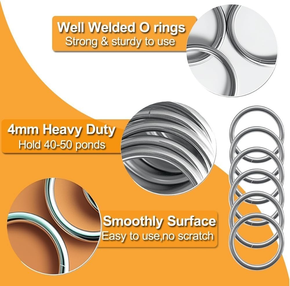 Smooth Surface 1.5 Inch Solid Metal O Rings - 12 Pack for Creative Crafts