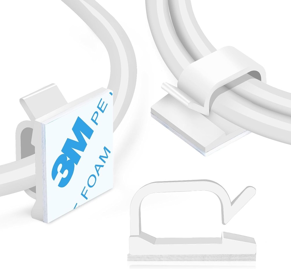 Adhesive Cable Wire Clips White Cord Holders