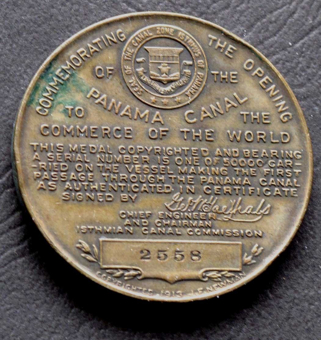 1914 HK-398 ; Panama Canal Completion Bronze So-Called Dollar ; S/N 2558