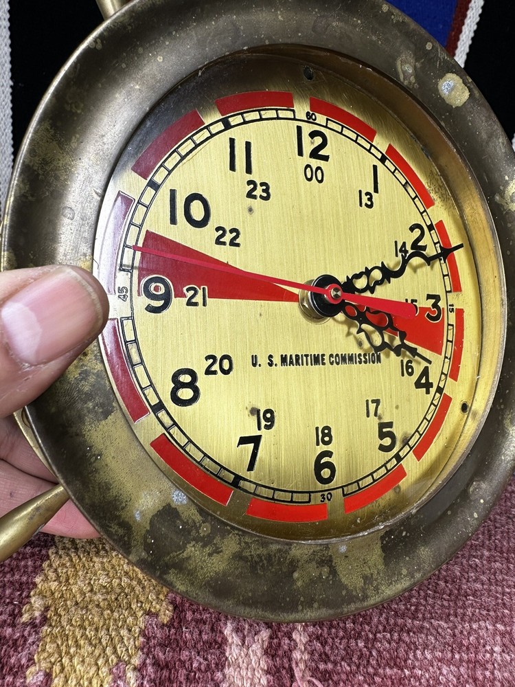 vintage us maritime brass clock