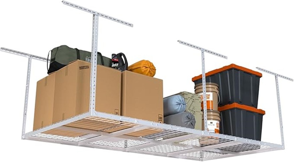 4x8FT Adjustable Ceiling Overhead Garage Storage Rack 600lbs Wall Tool Rack