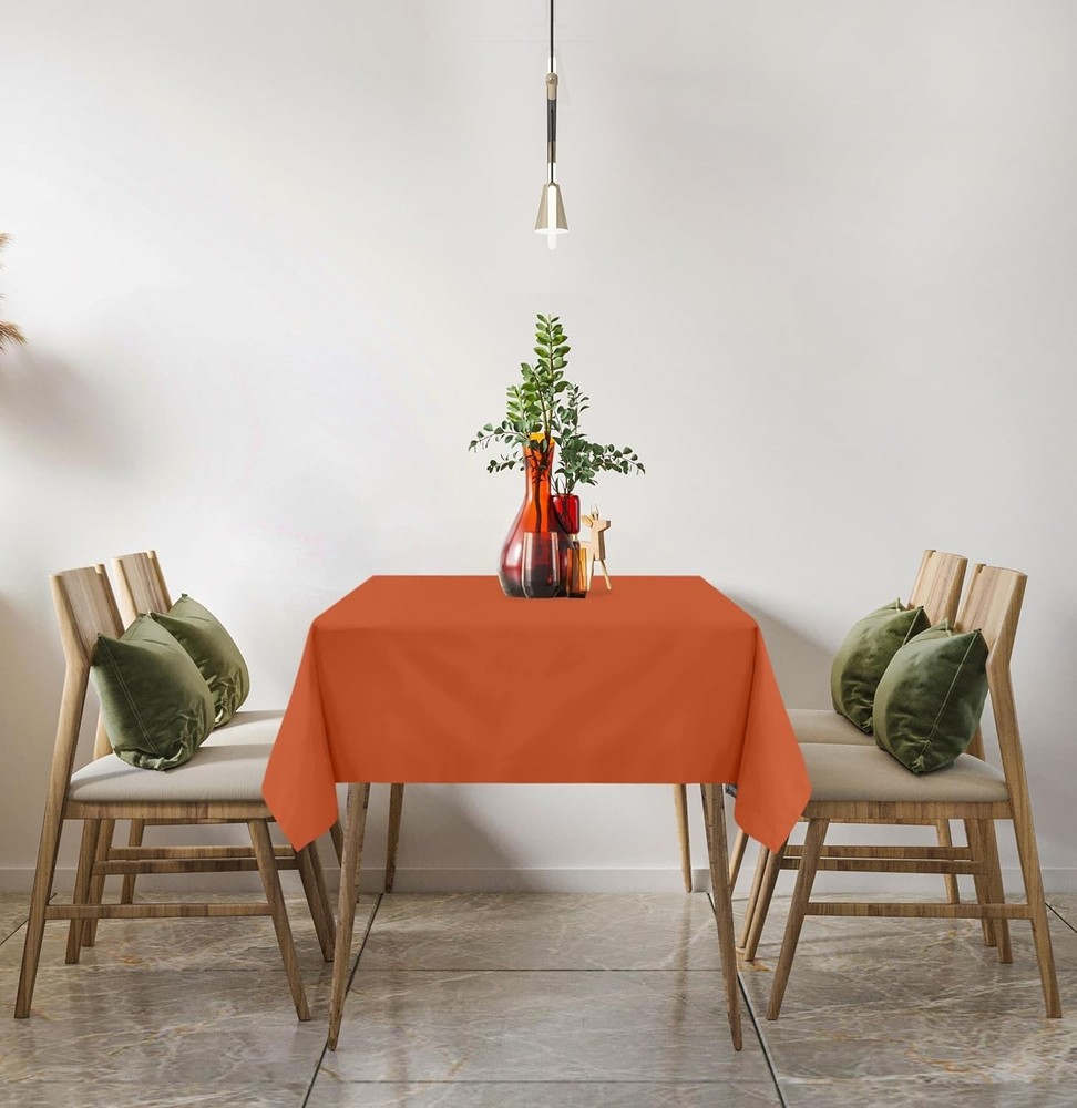 Orange Rectangular Table Cover 60x84 Inches Polyester Stain Resistant for Events