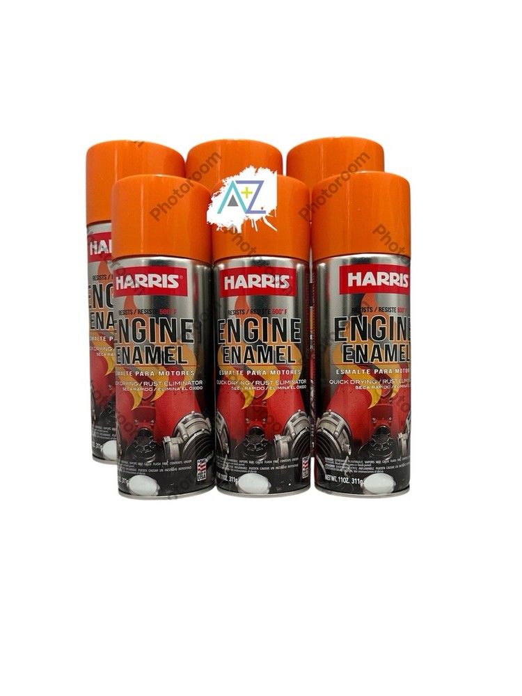6 Pack Harris Engine Enamel Spray Paint 11oz Orange,Heat Resistente,Rust Proof