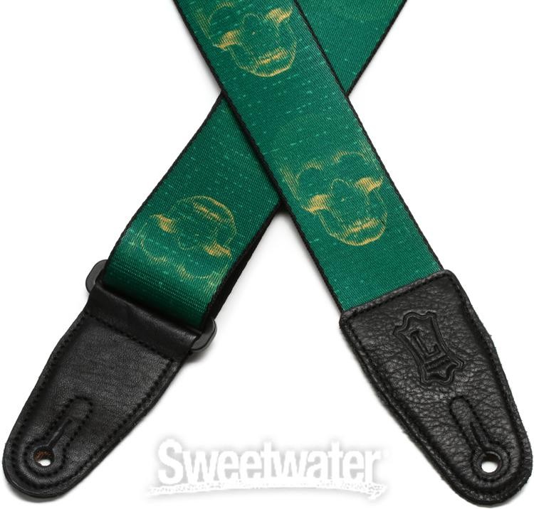 Levy's MPD2 Polyester Guitar Strap - Green & Mustard Skulls