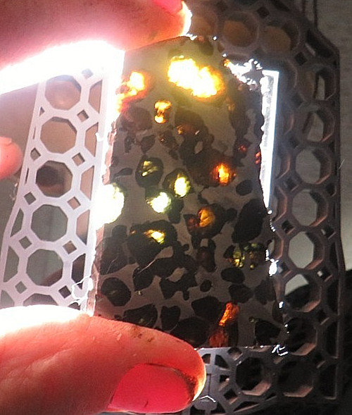 30 gm SERICHO pallasite Meteorite slice translucent from Kenya std olivine JAL