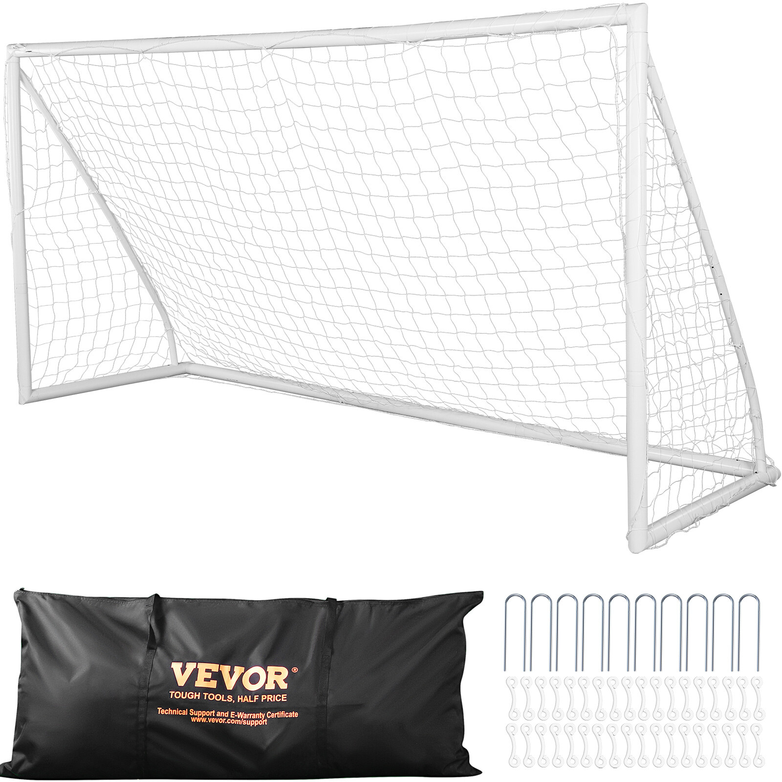 VEVOR 12x6 ft Portable Soccer Goal Kids Soccer Net Carry Bag Backyard Training