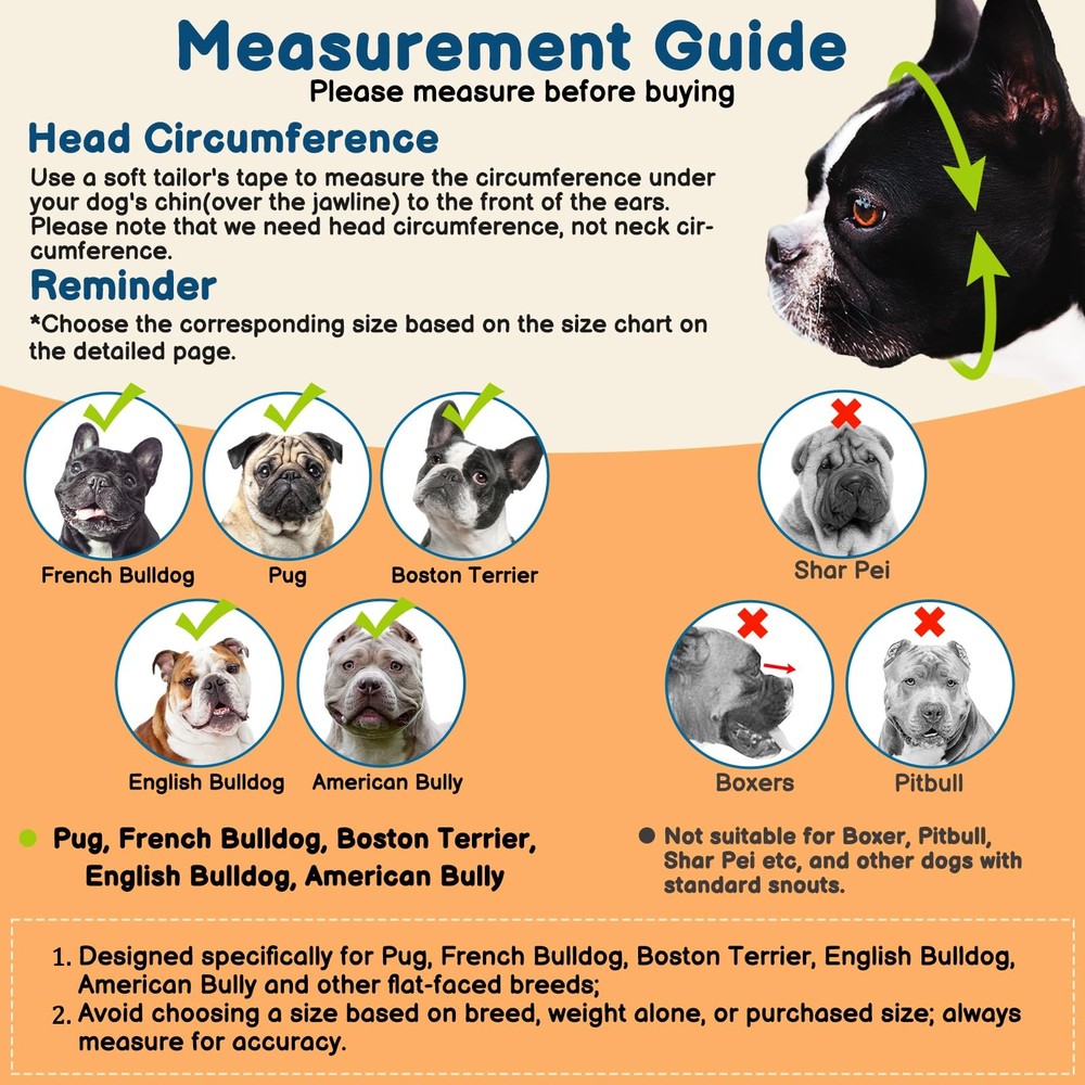 BARKLESS Dog Muzzle for Short Snout, Soft Frenchie Muzzle for Biting, Chewing...
