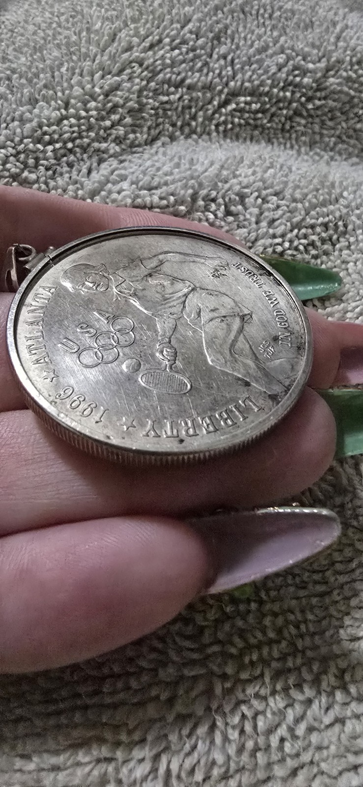 1996 D Atlanta Olympics Tennis Proof Commemorative 90% Silver Dollar Pendanr