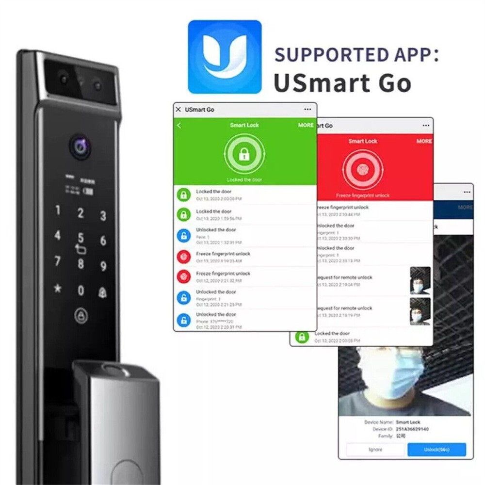 3D Face Recognition Door Lock Keyless Smart Mortise Lock Security Intelligent