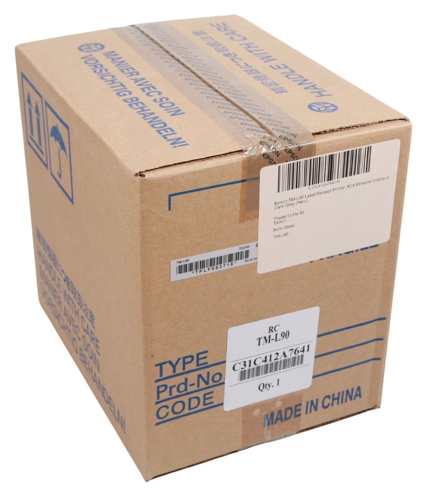 Epson TM-L90 Label Receipt Printer; E04 Ethernet Interface, Dark Grey (New)