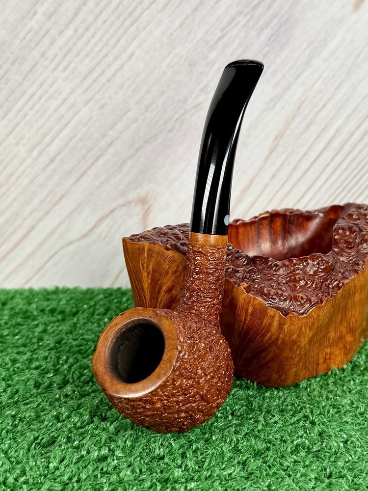 RARE DAVID JONES BENT APPLE c2000’S MINT, AWESOME RUSTICATION ARTISAN PIPE