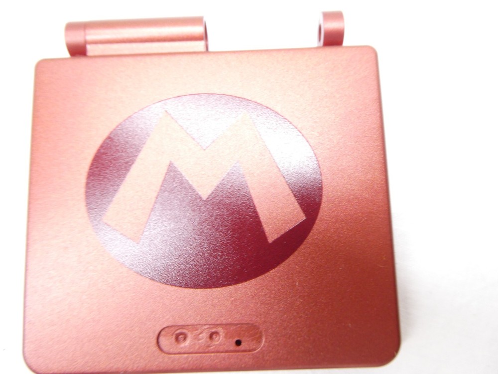 Gameboy Advance SP shell replacement Red/Silver Mario with new screen lens