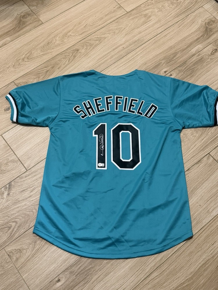 Gary Sheffield Signed Custom Florida Marlins Jersey Beckett BAS COA