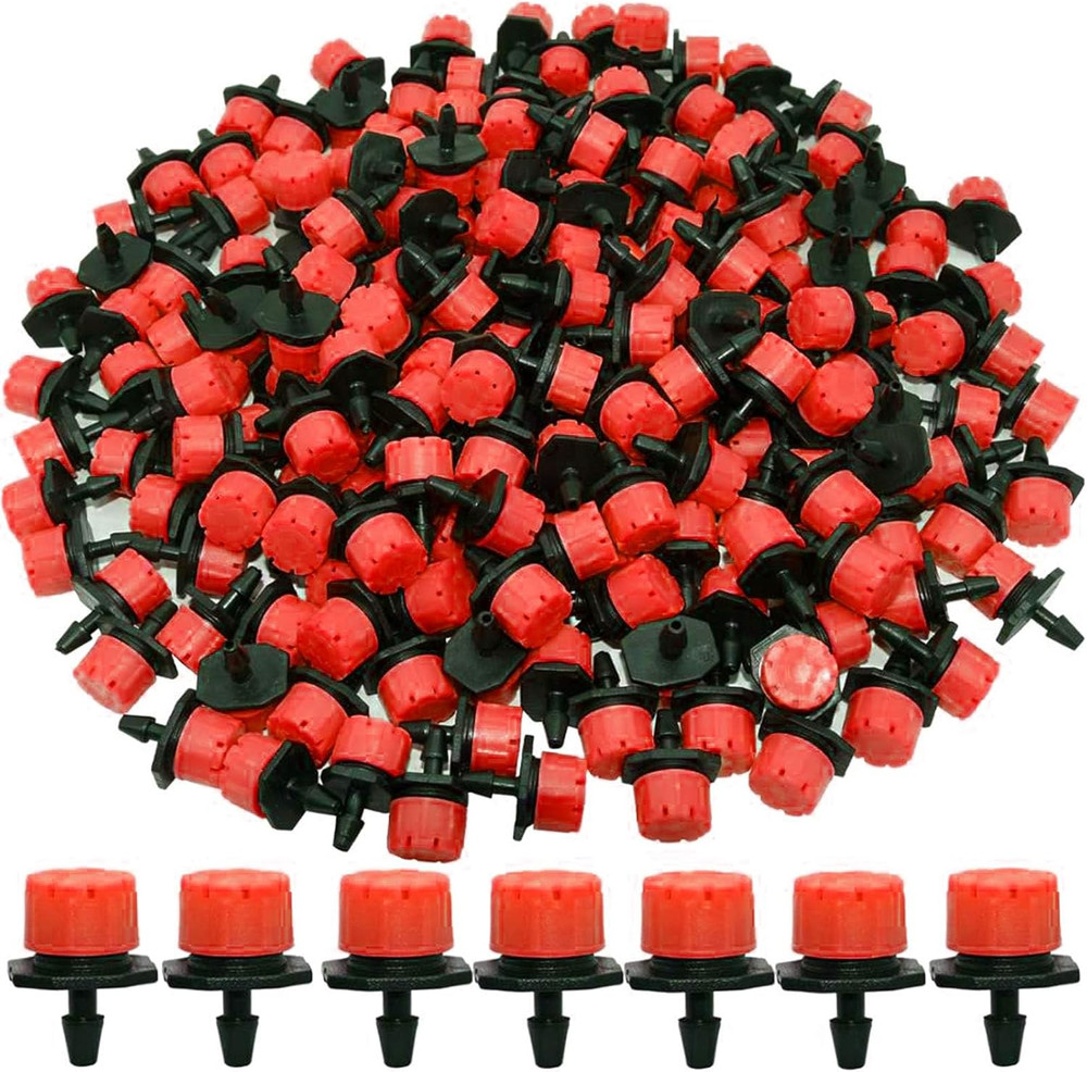 200Pcs Adjustable Drip Irrigation Emitters, 1/4Inch Red