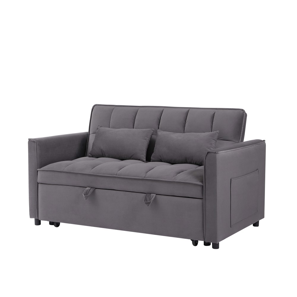 3-in-1 Convertible Sofa Bed with Adjustable Back, Storage, Greige