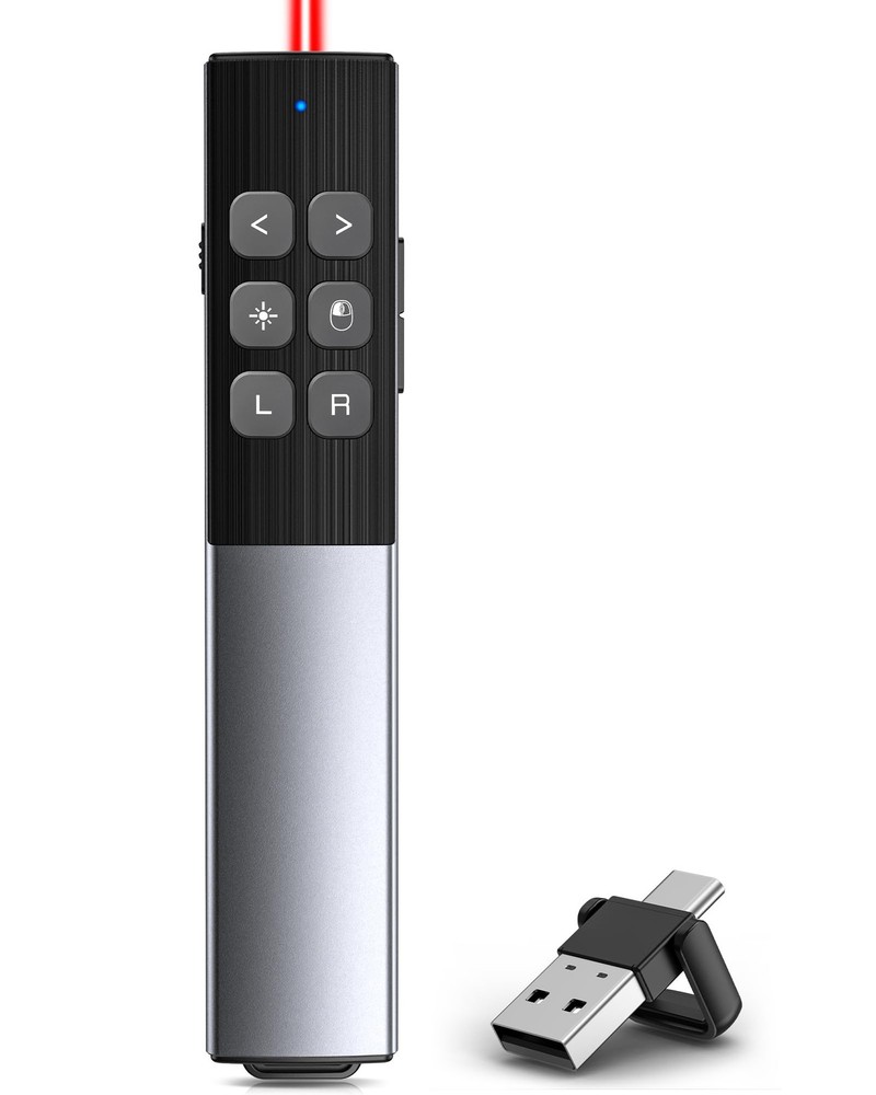Wireless Presentation Clicker Air Mouse Gyro Volume Rechargeable Presenter